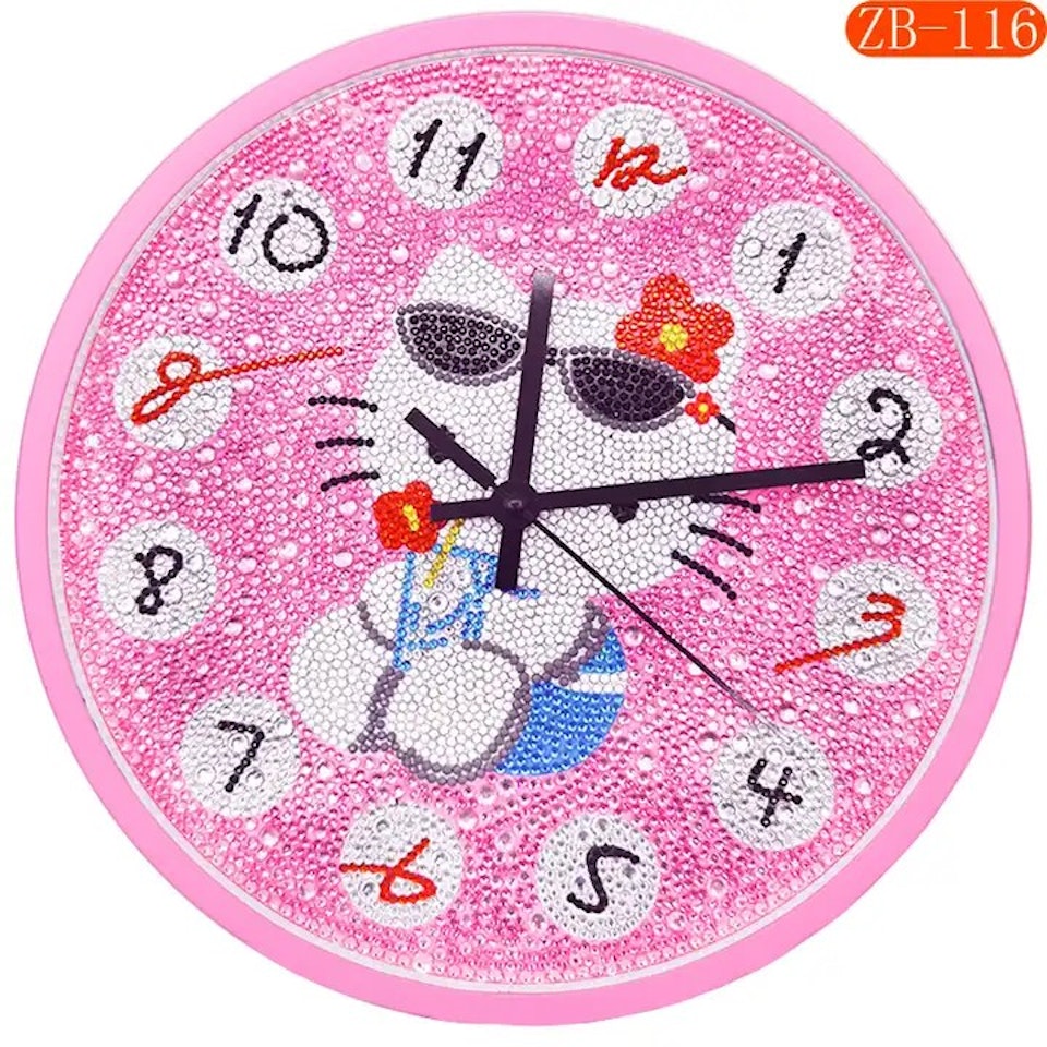 diamond painting, klocka, hello kitty