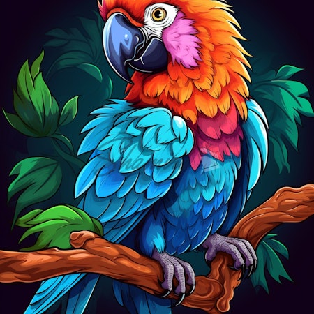 Diamond painting - Färgglad papegoja 40x50cm