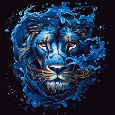 Diamond painting - Lejon i blått vatten 50x50cm
