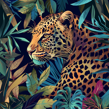 Diamond painting - Leopard i djungelmiljö 50x50cm