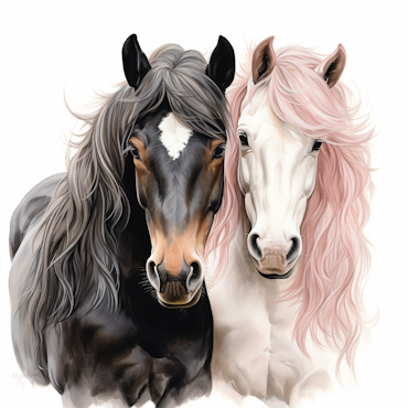 Diamond painting - Två fina hästar som tittar mot dig 50x50cm