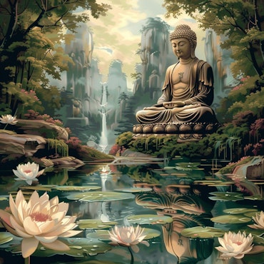 Diamond painting - Buddha i naturens miljö 50x50cm