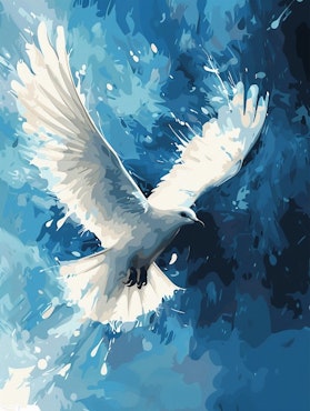 Diamond painting - Vit fågel som flyger med blå bakgrund 45x60cm