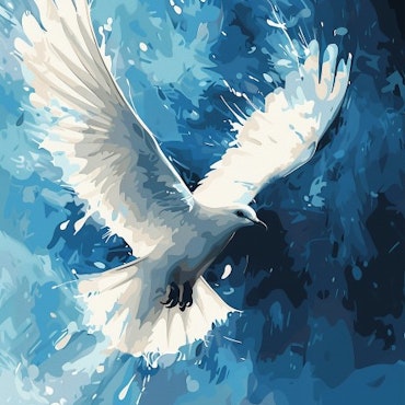 Diamond painting - Vit fågel som flyger med blå bakgrund 45x60cm