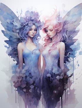 Diamond painting - Två fina änglar i harmoniska färger 45x60cm