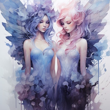 Diamond painting - Två fina änglar i harmoniska färger 45x60cm