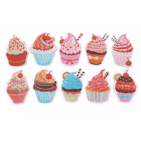 10-pack Diamond Painting Glasunderlägg - Cupcakes