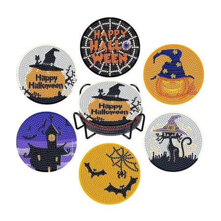 6-pack Diamond Painting Glasunderlägg - Halloween