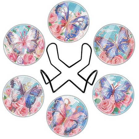 6-pack Diamond Painting Glasunderlägg med skydd