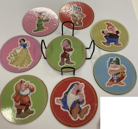 8-pack Diamond Painting Glasunderlägg - Snövit & De sju små dvärgarna