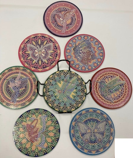 8-pack Diamond Painting Glasunderlägg - Fjärilar & Kolibri