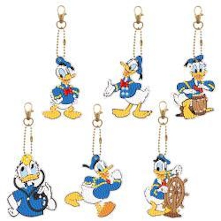 6-pack Diamond Painting Nyckelringar - Kalle Anka