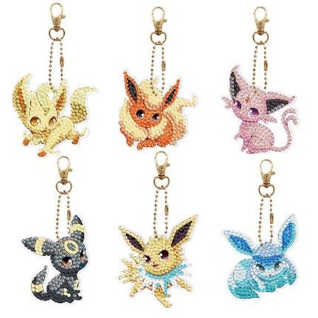 6-pack Diamond Painting Nyckelringar - Pokemon