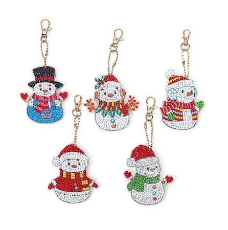 5-pack Diamond Painting Nyckelringar - Snögubbar