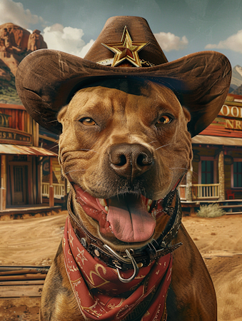 Diamond Painting - Hund i cowboyhatt