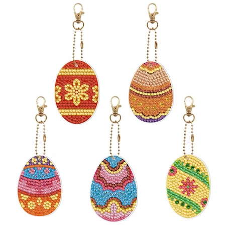 5-pack Diamond Painting Nyckelringar - Påskägg