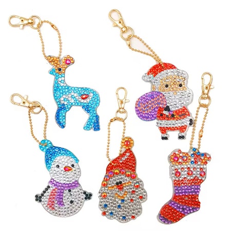 5-pack Diamond Painting Nyckelringar - Jultema