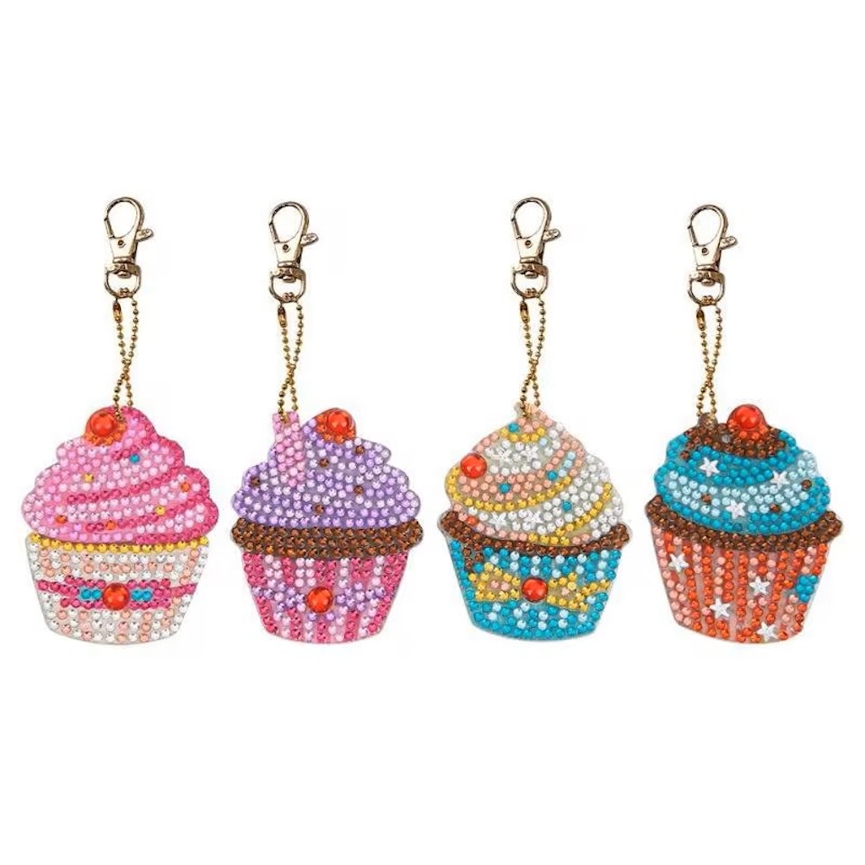 diamond painting nyckelringar, cupcakes