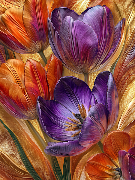 Diamond Painting Akryl - Gyllene Tulpaner 20x30cm