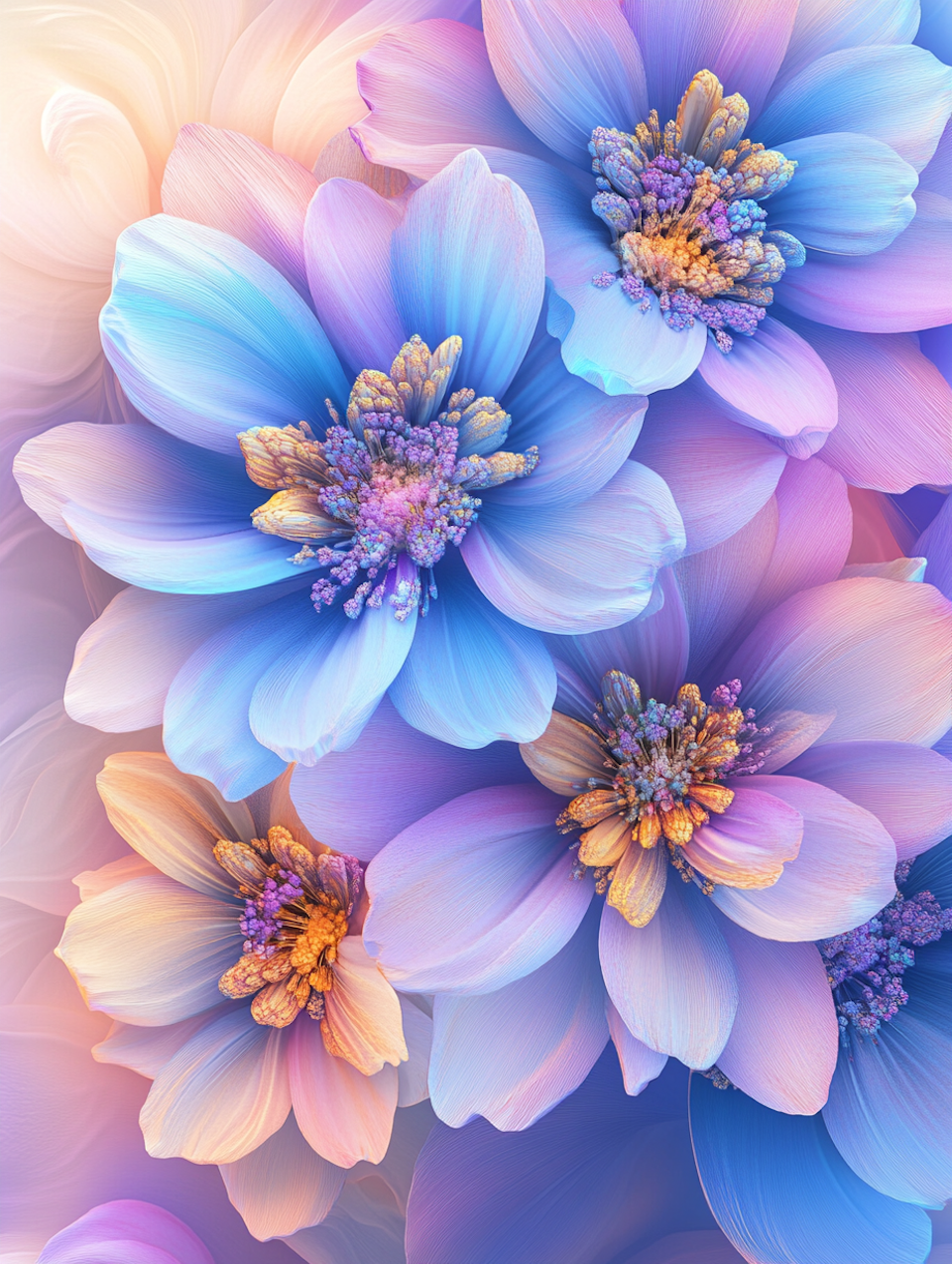 Diamond Painting Akryl - Pastellfärgade blommor 20x30cm