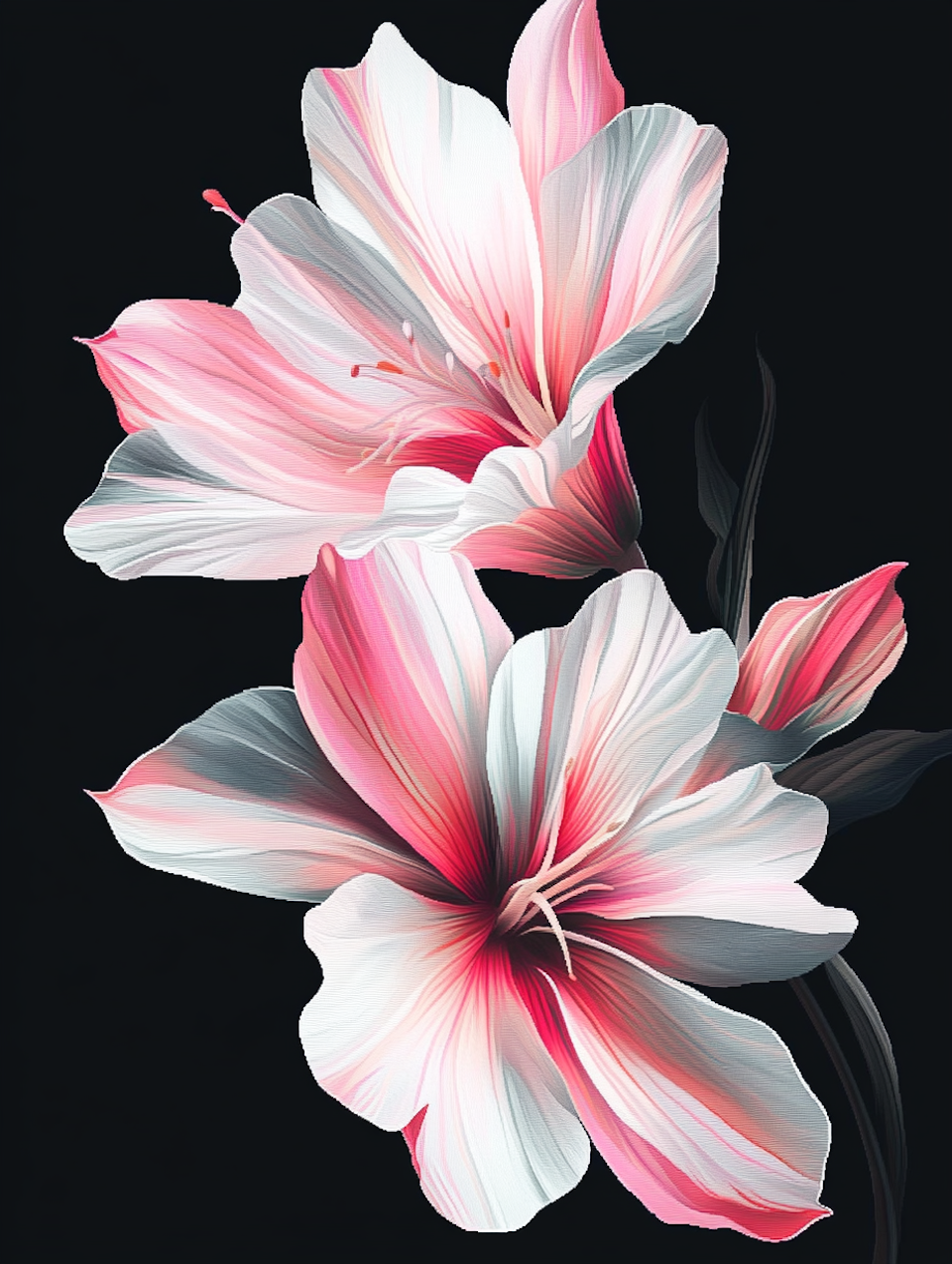 diamond painting, vitrosa blommor