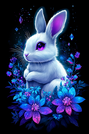 Diamond Painting Akryl - Kanin bland blommor