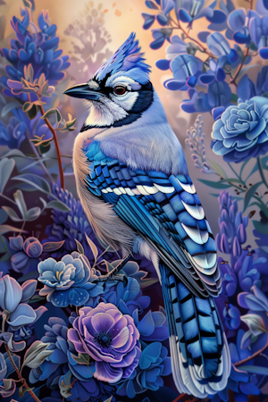 Diamond Painting Akryl - Blå fågel 20x30cm