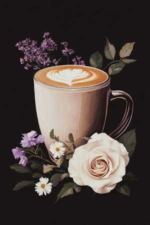 Diamond Painting Akryl - Kaffekopp med blommor 20x30cm