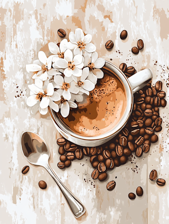Diamond Painting Akryl - Kaffekopp med bönor 30x40cm