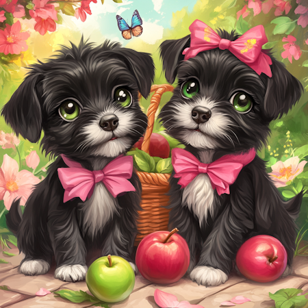 Diamond Painting Akryl - Svarta hundar