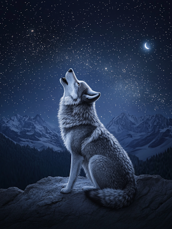 Diamond Painting Akryl - Varg i natten 30x40cm