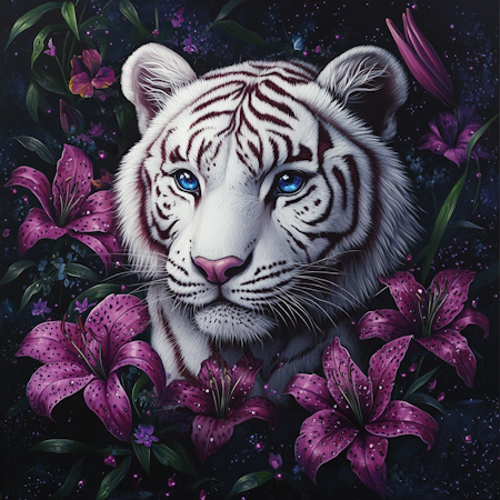 Diamond Painting Akryl - Vit tiger 30x30cm