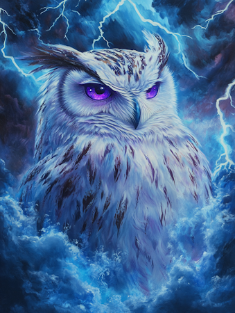 Diamond Painting Akryl - Blixtrande uggla 30x40cm