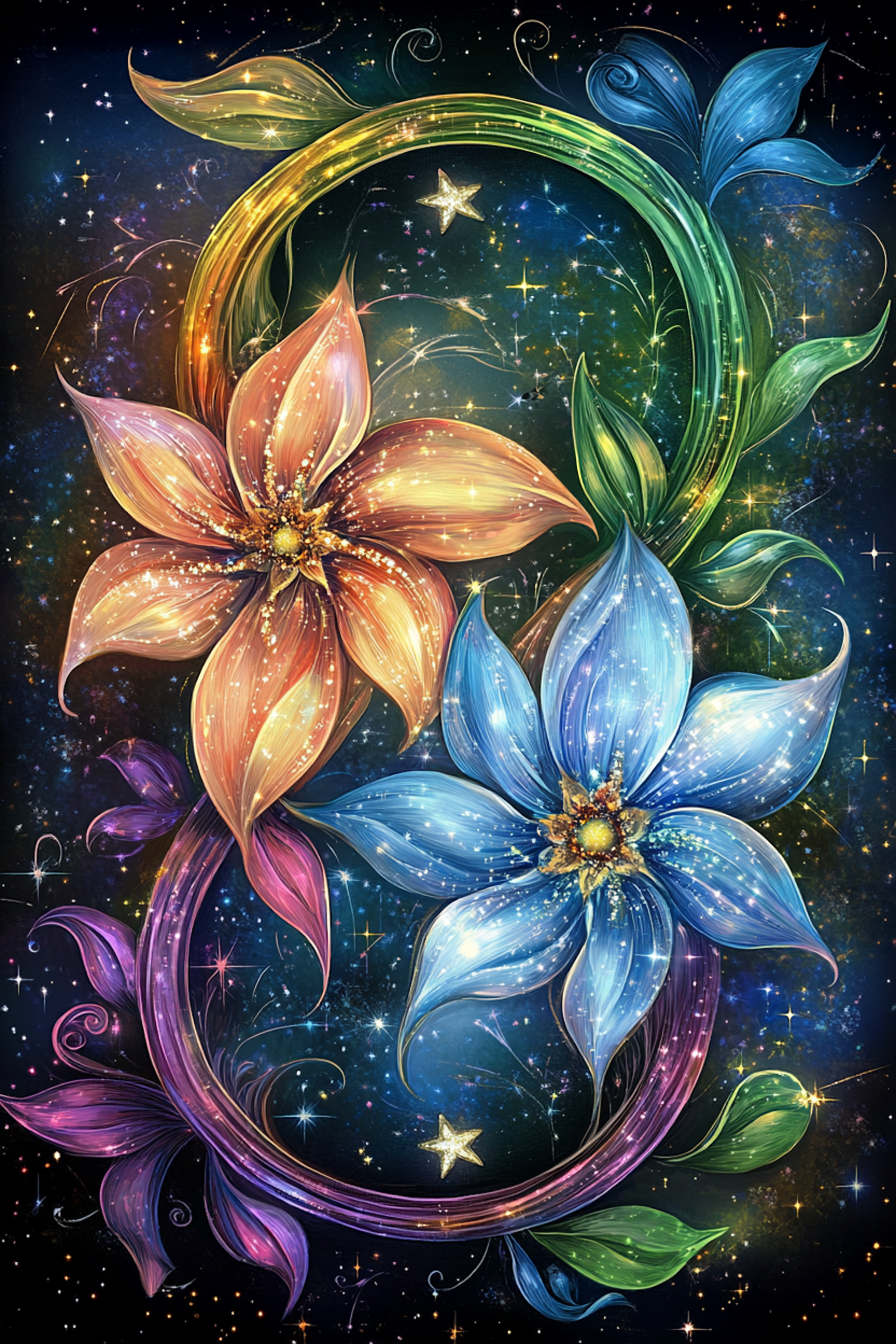 diamond painting, blomdekorerat evighetstecken