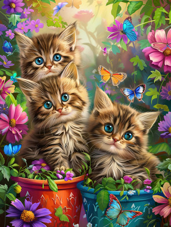 Paint By Number - Katter i hink 40x50cm