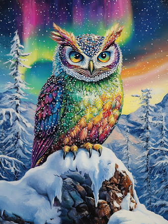 Paint By Number - Uggla och norrsken 40x50cm
