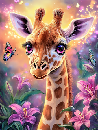 Korsstygn - Giraff 40x50cm
