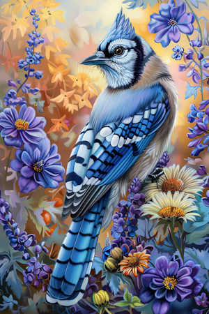 Korsstygn - Blå fågel 40x60cm
