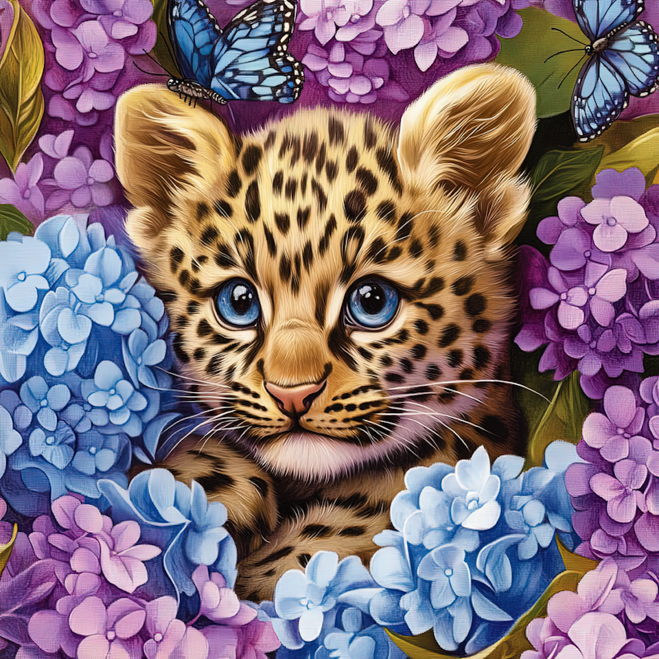 korsstygn, tigerunge bland blommor