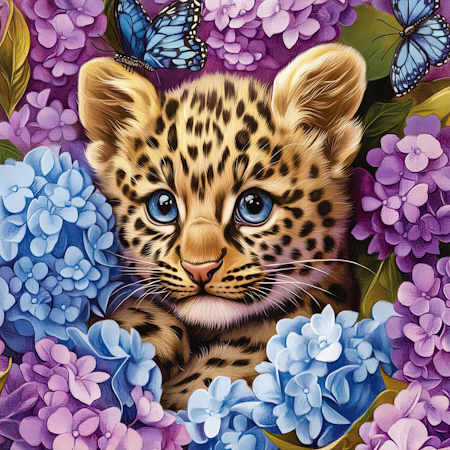 Korsstygn - Tigerunge 30x30cm