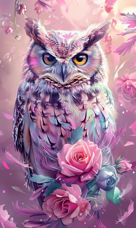 Korsstygn - Rosa uggla 40x60cm