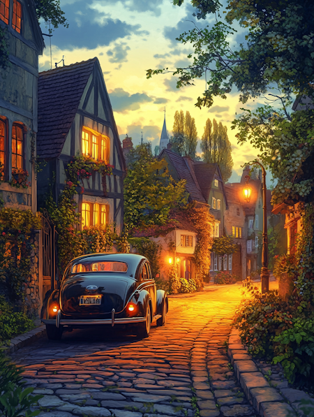 Diamond Painting Akryl - Bil i stad
