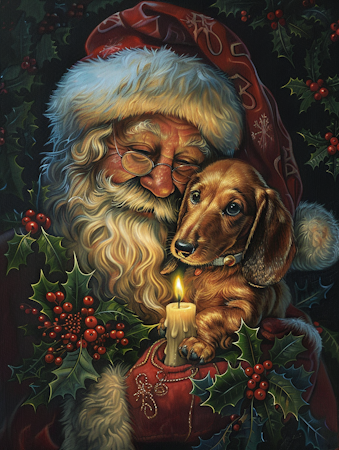 Diamond Painting Akryl - Tomten och hunden 40x50cm