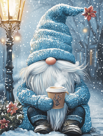 Diamond Painting Akryl - Tomte i blått 40x50cm