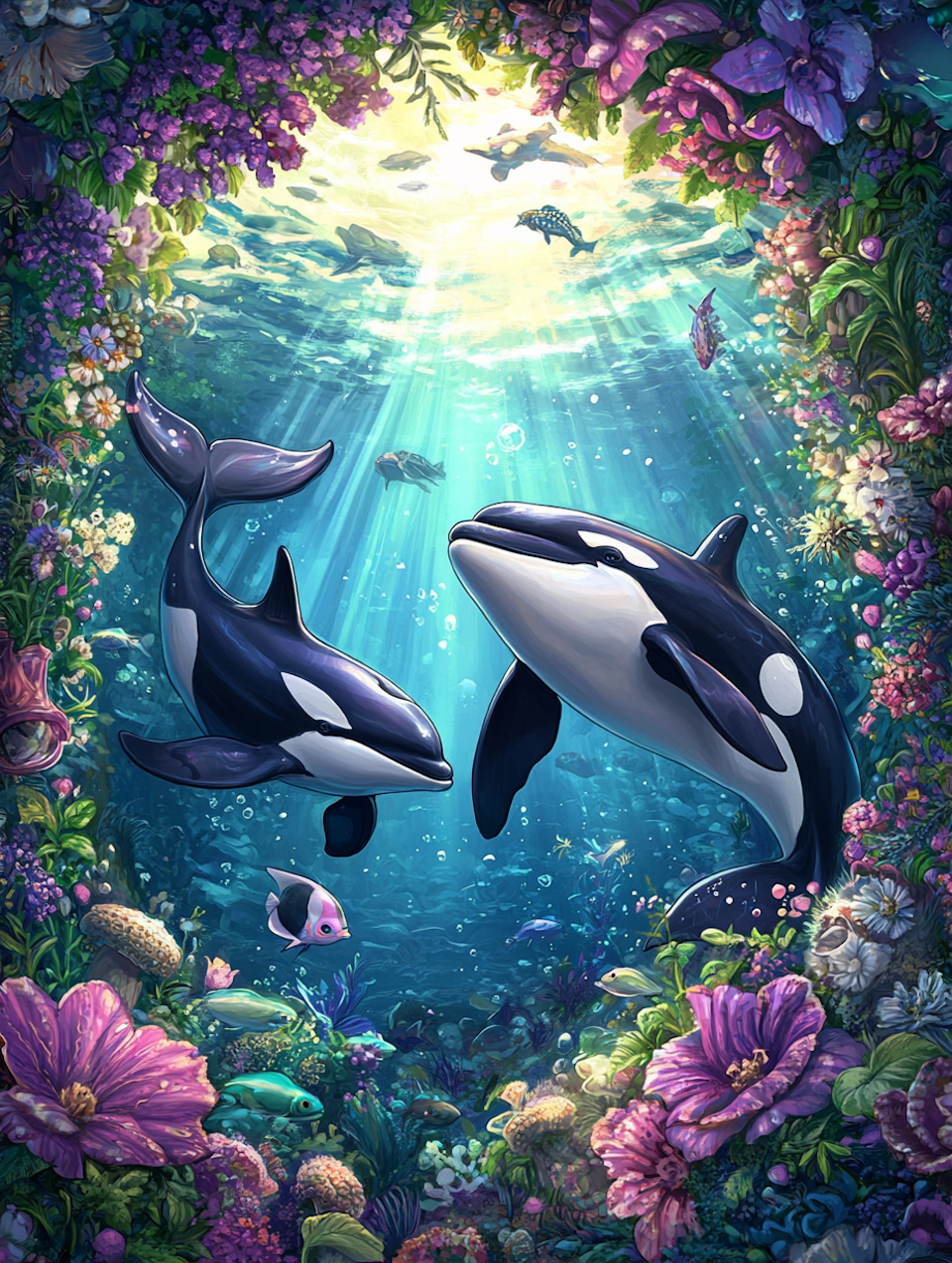 diamond painting resin, späckhuggare i havet, koraller, fiskar och undervattensväxter
