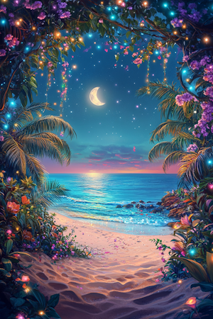 Diamond painting Resin - Tropisk strand 40x60cm
