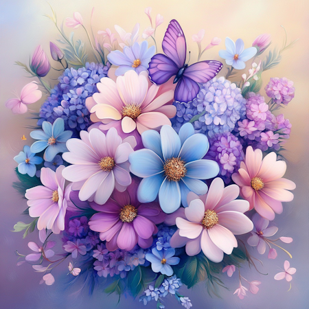 Diamond painting Resin - Blomsterdröm i pastell 50x50cm