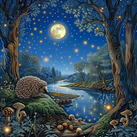 Diamond Painting Akryl - Igelkottens nattliga äventyr