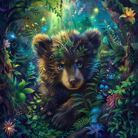 Diamond Painting Akryl - Björn i sagoskog 20x20cm