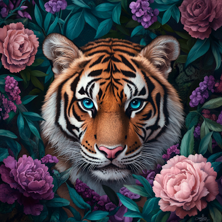 Diamond Painting Akryl - Tigerns blick 20x20cm